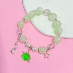 Bracelets tendance chinois colorés en perles pour femmes et filles, bracelet mignon avec breloque coquillage, bracelet en perles de cristal et pierres précieuses - Product Image 2