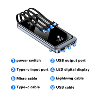 Batteries externes OME/ODM haute capacité 20000mAh pour téléphone, charge rapide, chargeur portable, batterie externe 10000mAh avec câble