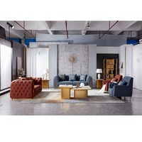 Canapé Chesterfield de luxe contemporain SF2028 pour salon, ensemble 1+2+3, pliable, en cuir PU, pour usage hôtelier