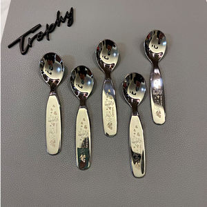 Juego de Cubiertos de Acero Inoxidable DF BC de Dos Piezas con Mango Corto, Pulido Espejo, para Uso Doméstico, para Niños, para Helado y Pastel - Product Image 6