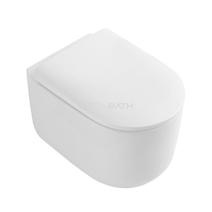 ORTONBATH Modern <strong>European</strong> <strong>Style</strong> Wall-Hung Ceramic Rimless Toilet P-Trap Comfortable Bathroom <strong>Commode</strong> 1-piece Wall Mount Toilet - Product Image 3