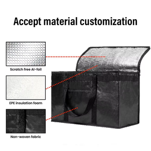 Sacs de livraison de nourriture en polyester isolés extra-larges, contenants pour repas chauds/froids pour la restauration et les pizzas, sacs de courses, sacs isothermes pour fêtes - Product Image 2