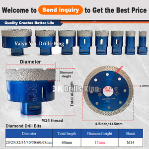 Bộ 10 mũi khoan kim cương hàn chân không M14, bộ dụng cụ khoan lỗ kim cương cho gạch men, đá granite, đá cẩm thạch - Product Image 3