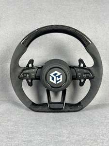 พวงมาลัยหุ้มหนังอัลคันทาร่าแบบเจาะรูครึ่งวง รุ่น R Line สำหรับรถยนต์โฟล์คสวาเกน กอล์ฟ <span class=keywords><strong>5</strong></span> 6 7 R MK5 MK6 <span class=keywords><strong>MK7</strong></span> เจตต้า โปโล พาสสาท CC B6 B7 - Product Image 4