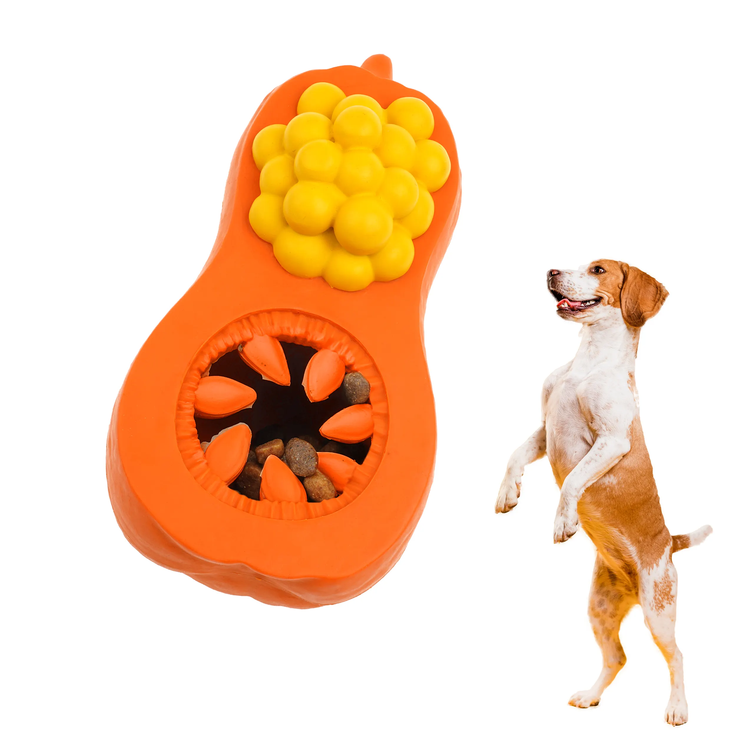 オレンジパンプキンひしゃくゴム犬のおもちゃ噛む犬のおもちゃ歯が生える