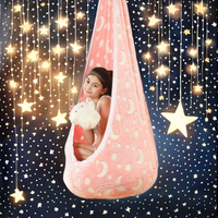 Balançoire d'intérieur pour enfants avec coussin gonflable en flanelle lumineuse hamacs suspendus en coton et polyester pour cour