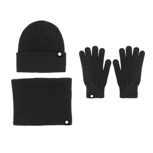 All'ingrosso da uomo 3 pezzi Set berretto invernale in maglia acrilica con <span class=keywords><strong>sciarpa</strong></span> <span class=keywords><strong>e</strong></span> <span class=keywords><strong>guanti</strong></span> con etichetta Patch in pelle - Product Image 6