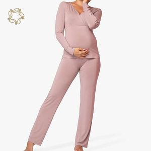 Ensemble <span class=keywords><strong>de</strong></span> pyjama <span class=keywords><strong>de</strong></span> maternité deux pièces en bambou, pyjama <span class=keywords><strong>de</strong></span> maternité à manches longues, vêtements <span class=keywords><strong>de</strong></span> nuit d'allaitement - Product Image 1