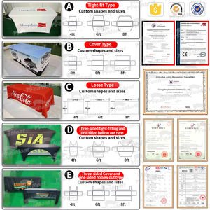 Fabricante promocional impreso drapeado ajustado 4ft 6ft 8ft camino <span class=keywords><strong>de</strong></span> mesa falda cubierta <span class=keywords><strong>de</strong></span> tiro evento personalizado mesa <span class=keywords><strong>de</strong></span> Feria Comercial - Product Image 2