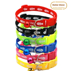 Collar con estampado de hueso de pez Water <span class=keywords><strong>Meow</strong></span> Pet con cintas para decoración de gatos y perros - Product Image 2