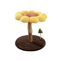 Griffoir compact pour chat de 46 cm, gain de place, avec pétales en peluche douce, velours pêche, respectueux de la peau, décoratif pour petits appartements