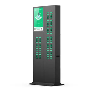 Digital Signage condiviso caricatore portatile 72 slot Sharing Power Bank Rental Station con schermo da 23.8 pollici e POS distributore automatico