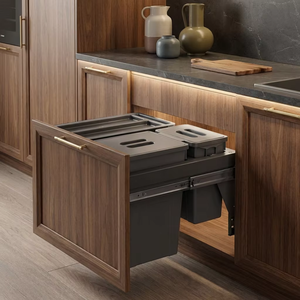 Under Cabinet Pull Out Trash Can <strong>Dual</strong> <strong>Bin</strong> <strong>Kitchen</strong> Waste Sorting System with Heavy Duty Slides Hidden Recycling Garbage <strong>Bin</strong> - Product Image 5