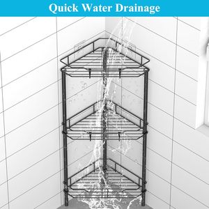Bathroom Corner Shelf 3 Tier Triangular Storage Rack Black Freestanding Multi Layer Organizer For Bathroom Shower - Product Image 3