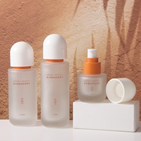 Juego de Envases Cosméticos de Vidrio Multifuncional con Pulverizador y Bomba, en Stock, Tarro de Crema Esmerilado de 30g y 50g con Junta Interior Selladora
