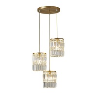 Lustre Moderne Nordique en Fer avec Abat-jour en Cristal, Contrôle Sans Fil, 220V, pour Chambre, Villa, Salle à Manger et Salons