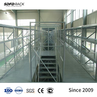 Étagères de mezzanine industrielles en acier thermolaqué, réglables, à 2 niveaux, pour entrepôt, logistique et stockage