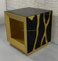 Table basse de luxe rectangulaire effet miroir, table d'appoint, table de chevet, décoration dorée pour la maison et l'hôtel