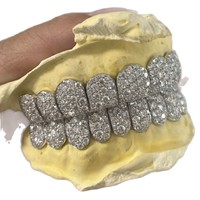 Bracelet Hip Hop Grillz en Argent Sterling S925 Plaqué Rhodium avec Moissanite, Forme Circulaire, Design Huit Cœurs et Huit Flèches