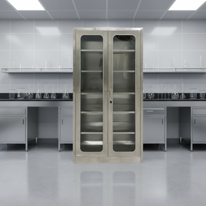 Armoire <span class=keywords><strong>de</strong></span> rangement modulaire robuste en acier inoxydable avec portes vitrées verrouillables, mobilier médical écologique pour soins d'urgence - Product Image 1