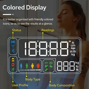 TRANSTEK 180kg USB bluetooth salle de bain balance de graisse corporelle balance numérique intelligente IMC avec écran couleur convivial