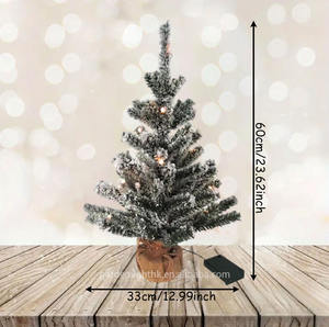 23.6inch Tabletop Artificial Flocked Snow <b>Christmas</b> Tree LED Lights-Battery Operated High Quality Eco-Friendly Home Office Party - Product Image 2