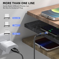 Kabel Data Magnetik 3-in-1 Super Speed 3A 11-Pin Pengisian Cepat dengan Selubung TPE Kepang, Kompatibel dengan Android Tipe-C Lainnya