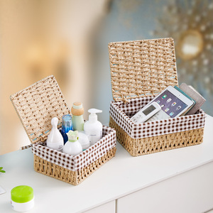 New Design <strong>Popular</strong> 3pcs Set <strong>Plastic</strong> Handwoven Premium Desktop Storage <strong>Laundry</strong> With Handles Fabric Liner Wicker <strong>Basket</strong> - Product Image 2