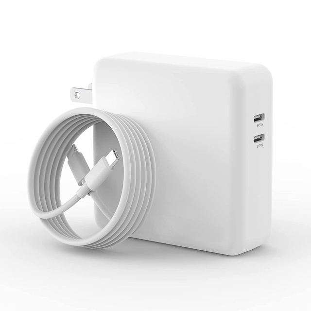 116W PD GaN Fast Charger 2-Port USB-C Power Adapter with Laptop & Mobile Phone Compatibility Safe Design