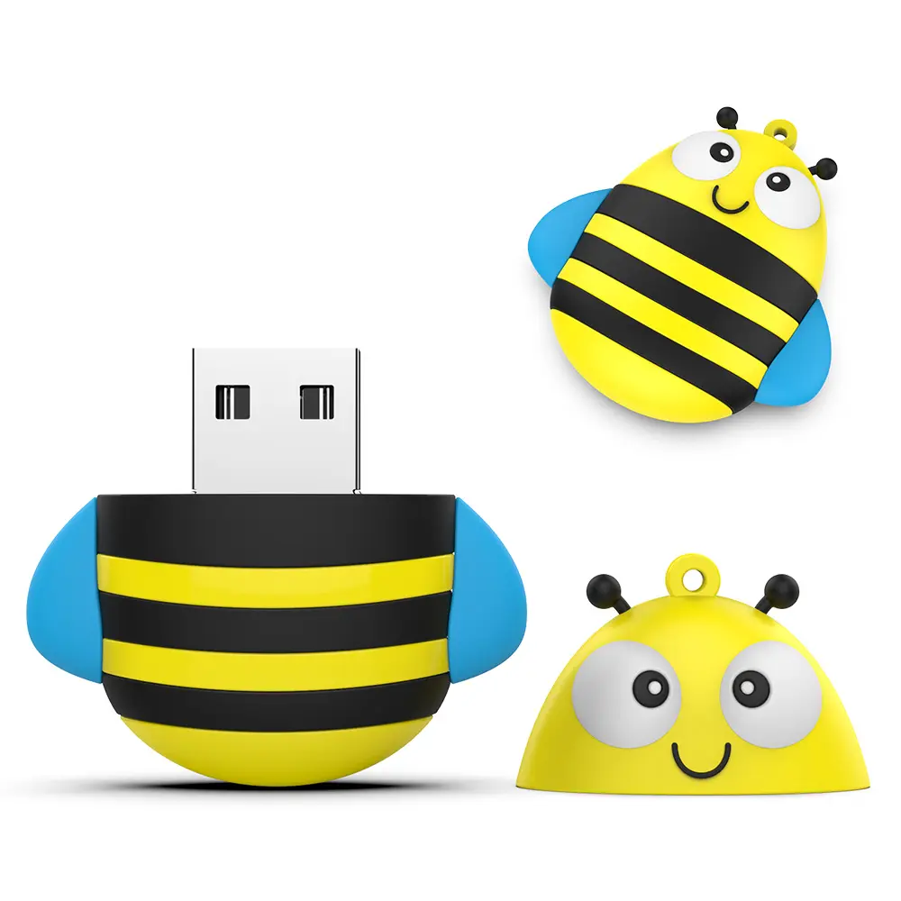 PVC Cartoon Bee Tierform USB-Flash-Laufwerk 2GB 4GB 8GB 16GB 32GB 64GB 2.0 3.0 Memory Stick Pen-Laufwerk