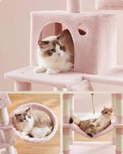 فاخر حديث XL وردي ، ديكور منزلي رمادية أساسية للقطط ، خشب مصنوع يدويًا ، ورق للقطط الداخلية الكبيرة المصنوعة من الورق - Product Image 3
