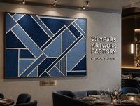 Art mural géométrique abstrait bleu marine tissé à la main en corde, encadré, pour hôtel, suite, salon, toile grand format, personnalisable en gros