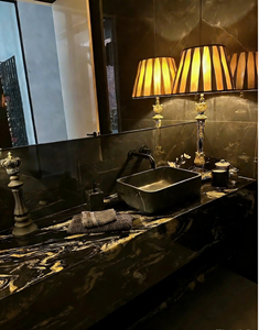 Marbre Doré Cosmique Naturel Noir aux Veines Dorées Éblouissantes pour Murs <span class=keywords><strong>D</strong></span>écoratifs Modernes de Luxe, Cuisines Extérieures Commerciales Haut de Gamme et Villas - Product Image 5
