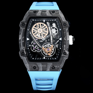 Reloj de Pulsera de Lujo para Hombre, Modelo 2026, con Correa de Goma Azul Claro, Diseño de Esqueleto, Mecánico Automático, Caja de Carbono, de Primera Calidad - Product Image 1