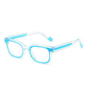 Moda Mujeres Niñas Gafas retro Lente de corte azul Pequeño marco azul con círculo rojo óptico - Product Image 5