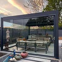 Pergola Aluminium Bioklimatik 2025 Terlaris, Gazebo Taman Bermotor, Sistem Penahan Panas Matahari Luar Ruangan, Ramah Lingkungan, Tahan Lama, Modern