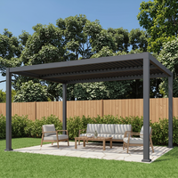 Pergola en aluminium avec toits à lames orientables et structure renforcée thermolaquée, pavillon robuste et stable pour balcon et zones ventées