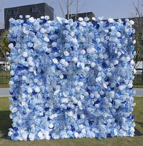 Großhandel China Supply 5D Künstliche Blumen Wand Geburtstag Event Hochzeit Blumen Hintergrund Dusty Blue Flowers Wall