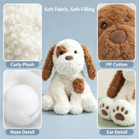 Boneka Anjing Plushie Custom, Lembut, Berbulu Keriting, Berbintik, untuk Hadiah dan Dekorasi Rumah