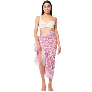 Sarong en coton imprimé à la main très vendu pour femme, léger, idéal comme cache-maillot de bain, pour la plage et les vacances d'été - Product Image 3