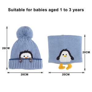 Chapeau <span class=keywords><strong>en</strong></span> tricot pour bébés d'hiver, chapeau pour bébé et tout-petit, chapeau d'hiver chaud avec pompon et cache-oreilles, ensemble <span class=keywords><strong>écharpe</strong></span> pour garçons et filles de 1 à 3 ans - Product Image 4