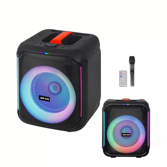 JBR-808 Portable Mini Party Bass 8 Inch Blue Tooth Speaker Tws Stereo Speakers Outdoor Rgb Subwoofer With Wireless Microphone