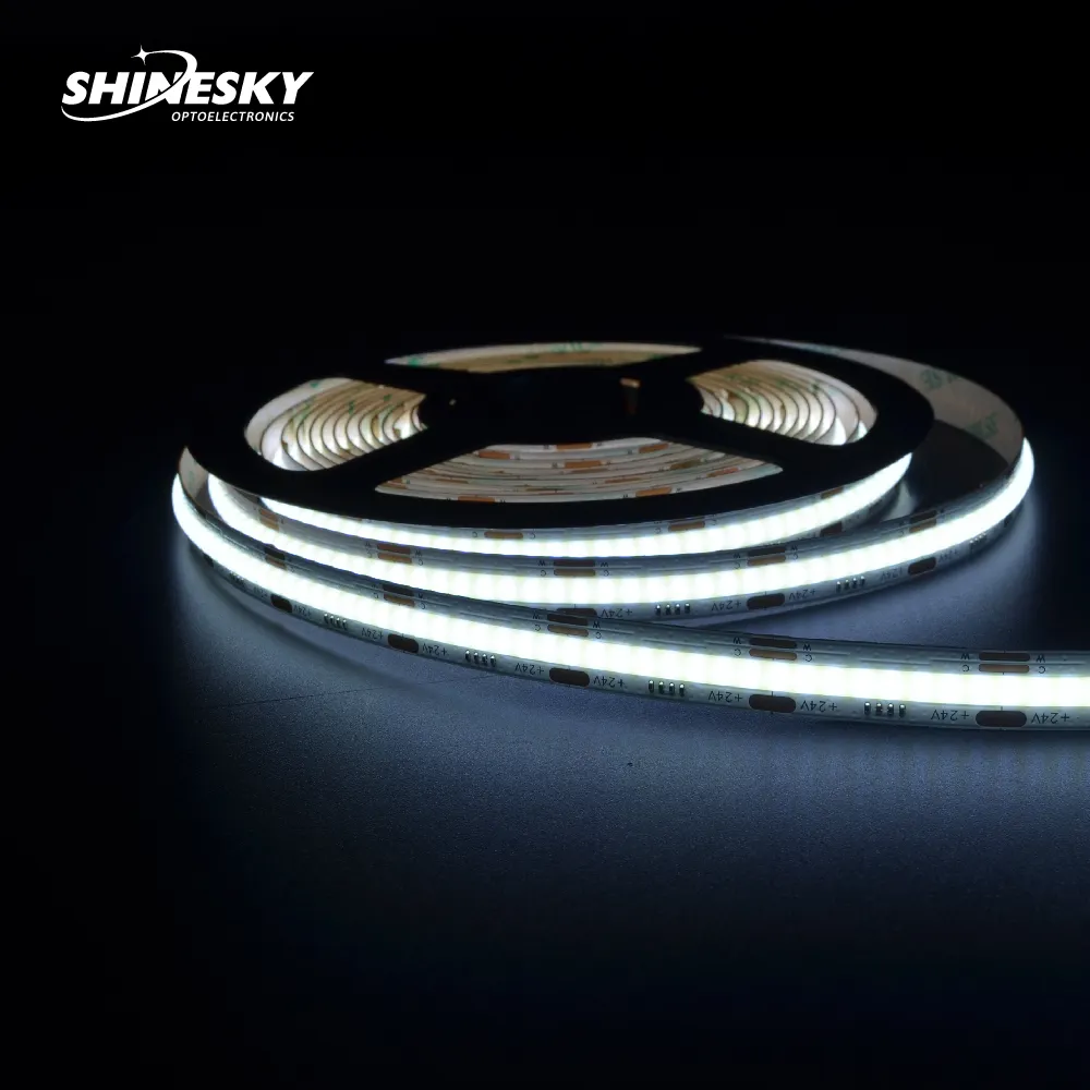 2023 Newest Spotless From Dark To Warm/Two White/CCT Adjustable COB Led Strip DC12V/24V Light Dimmable FOB Linear Ribbon