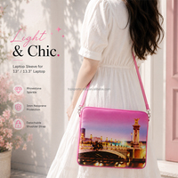Housse pour ordinateur portable en néoprène de 13 pouces, 3 mm, avec bandoulière amovible, impression par sublimation colorée et strass scintillants, sac de protection