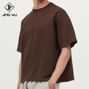 Manufacturers customs clothes plain 100% cotton tees pocket heavyweight drop shoulder blank cropped boxy t-shirt for men