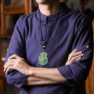 หยกเจไดต์ธรรมชาติ จี้หยกเทพเจ้าแห่งความมั่งคั่ง สีเขียว สไตล์จีน ดีไซน์ดั้งเดิมสำหรับทุกเพศ พร้อมใบรับรองการประเมิน FG14 - Product Image 4