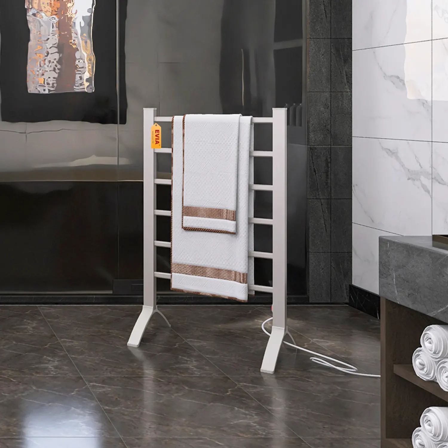 EVIA-toallero eléctrico montado en la pared para baño, nuevo, con 7 tubos de calefacción