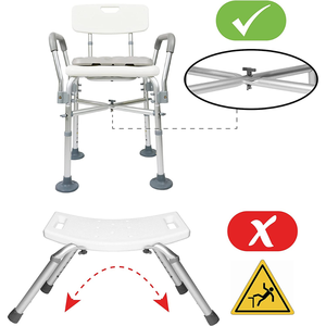 Silla de Ducha Acolchada (150 kg), Sillas de Baño para Mayores, Asiento Blanco KMINA K30017 - Product Image 1