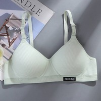 Soutien-gorge de sport floral confortable et respirant pour filles, sans couture, push-up, une pièce, bretelles réglables, sans armatures, tricoté, demi-bonnet