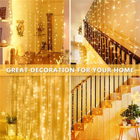 Guirlandes lumineuses LED pour fenêtre, rideau de lumières de Noël 3x3m, pour la maison, la chambre, le jardin, les mariages, les fêtes, les décorations de Noël